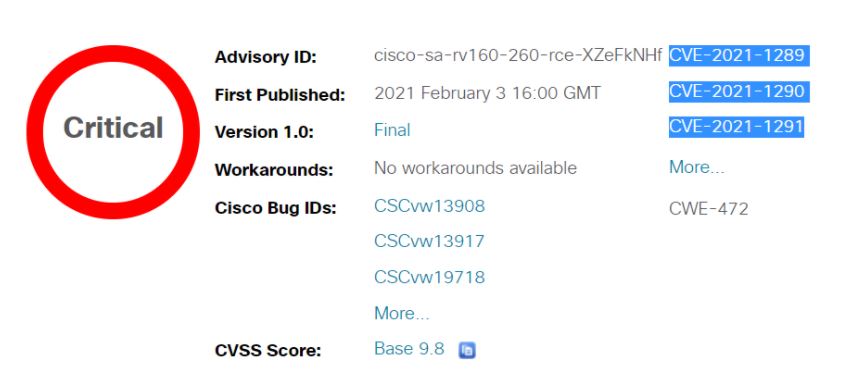 شناسایی آسیبپذیری بحرانی اجرای کد از راه دور در Cisco SMB Routers شناسایی آسیبپذیری بحرانی اجرای کد از راه دور در Cisco SMB Routers